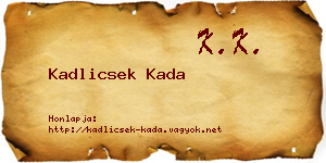 Kadlicsek Kada névjegykártya